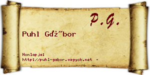 Puhl Gábor névjegykártya